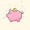 Simple BusinessÂ and Finance Vector FlatÂ Icon. Classic pink piggy as coin keeper. Flat style icon.Â 